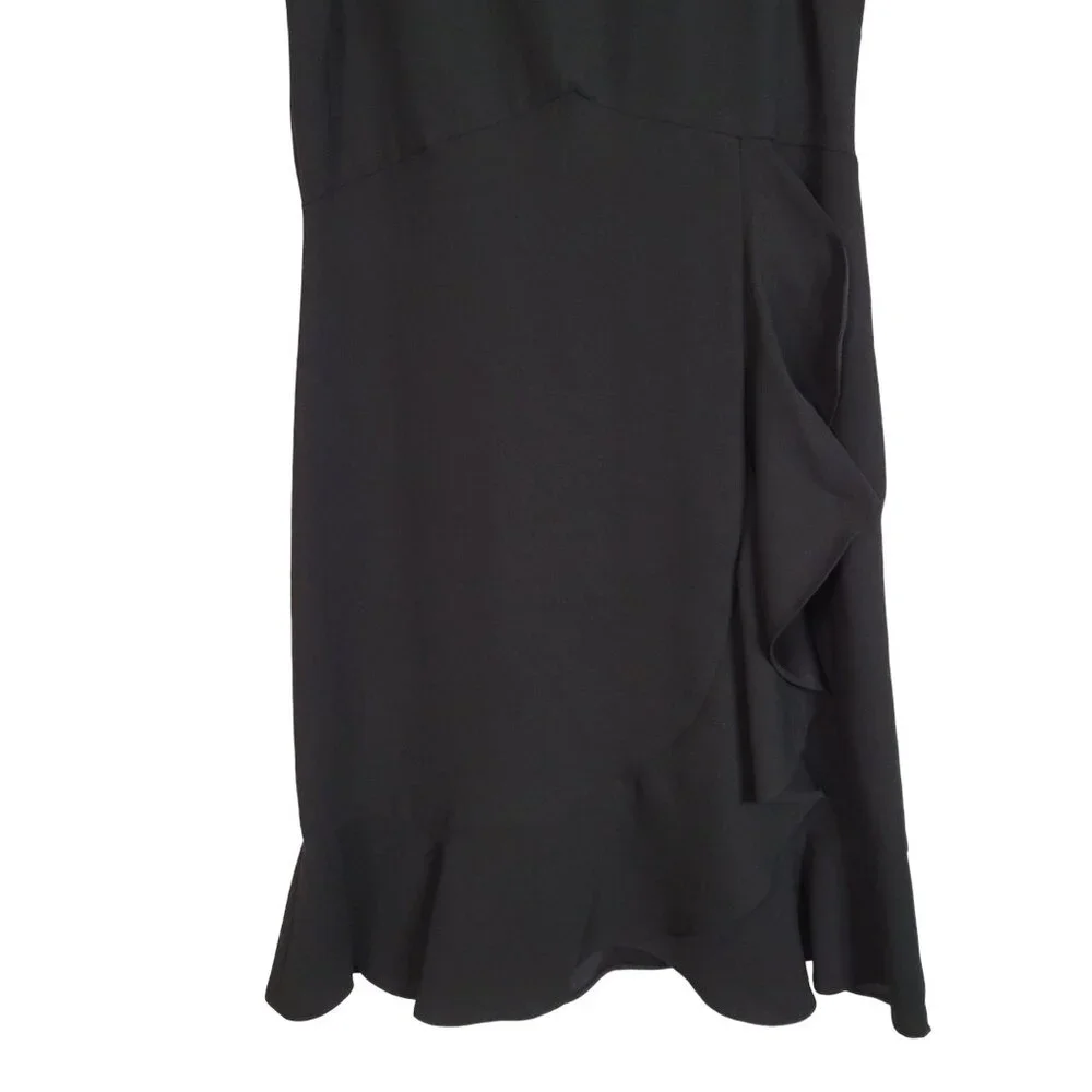 Nanette Lepore Sz 4 Dress Sleeveless Lace Trim Cascading Front Ruffle Flared Hem - Picture 8 of 11